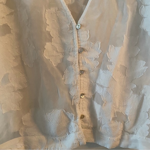 Wilfred Aritzia Rengo Floral Jacquard Puff Sleeve Blouse Cottagecore Women's - Picture 4 of 10